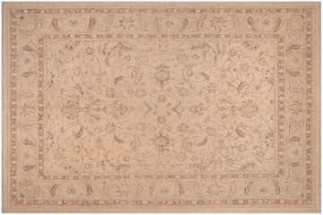 handmade Traditional Kafkaz Chobi Ziegler Beige Tan Hand Knotted RECTANGLE 100% WOOL area rug 9 x 12
